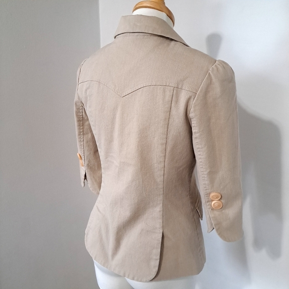 Tension | Beige tan woman's blazer suit coat with light shoulder pads - Picture 3 of 10
